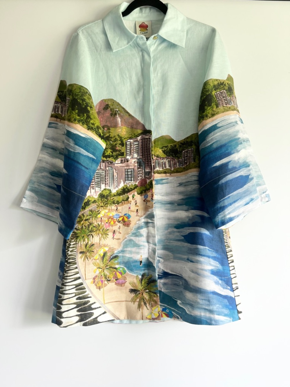 FARM Rio Multicolor Copacabana Beach Long Sleeve Kimono Dress Size Small NWT - Picture 7 of 15